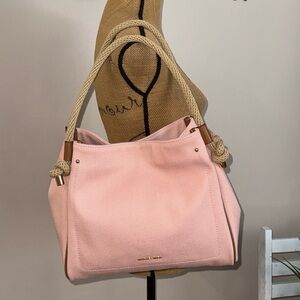 Michael Kors Isla Smokey rose pink large canvas shoulder hobo bag